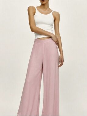 Zara Wide-leg Flowing Pants Blush Pink Small